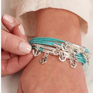 NWT Coastal Multi-Strand Sliver Anchors Aqua Bracelets